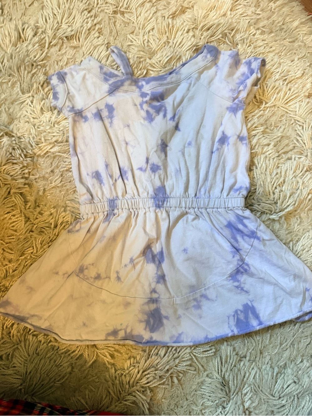 Splendid Blue Tie-Dye Short Sleeve Peplum Top